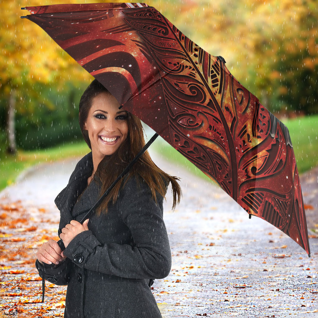 New Zealand Kea Bird Matariki Personalised Umbrella Silver Fern Maori Pattern