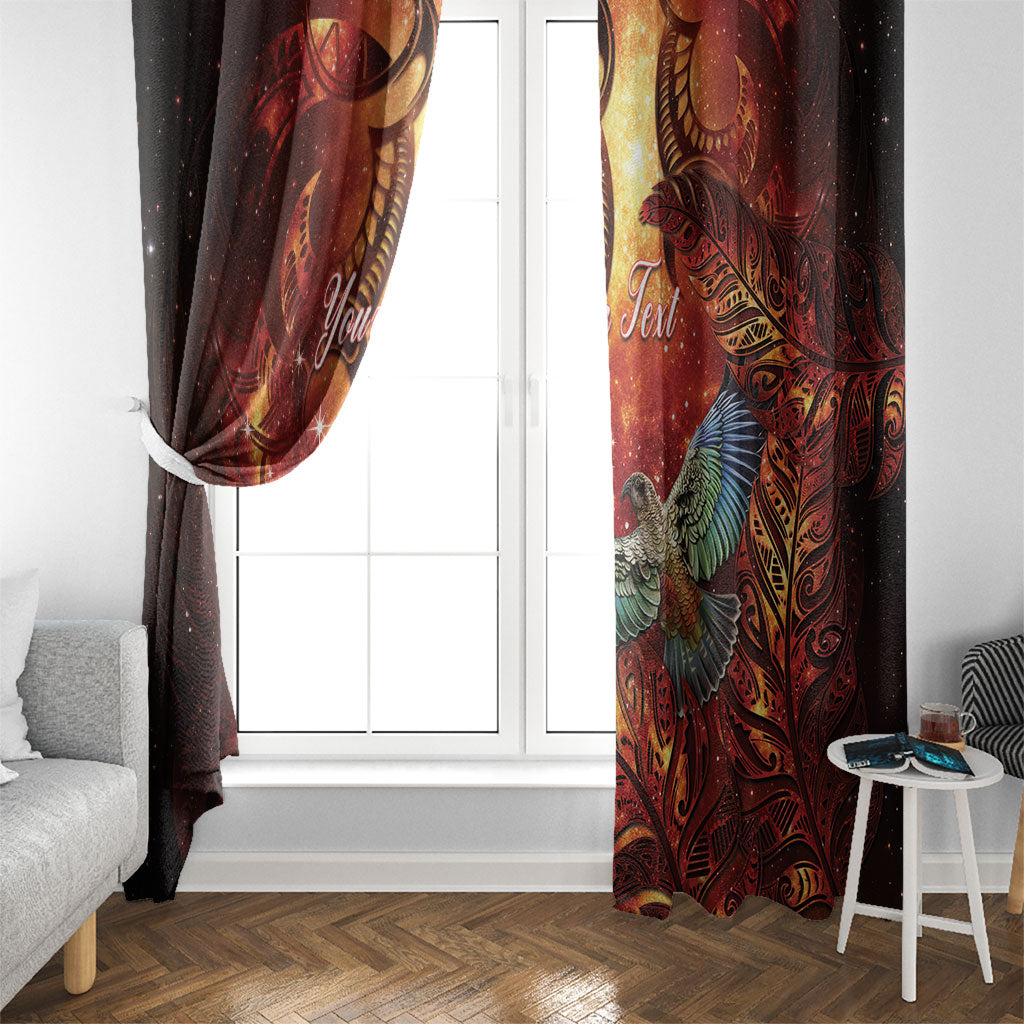 New Zealand Kea Bird Matariki Personalised Window Curtain Silver Fern Maori Pattern LT22 - Polynesian Pride