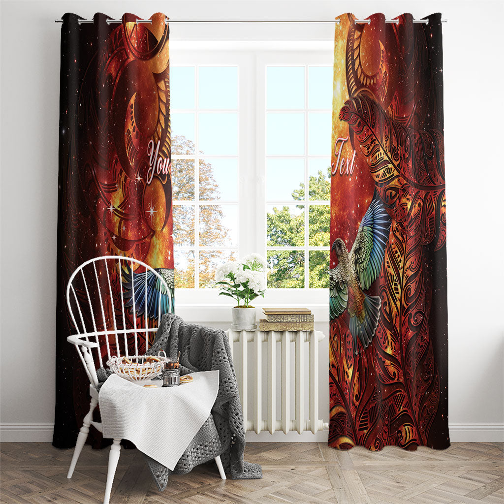 New Zealand Kea Bird Matariki Personalised Window Curtain Silver Fern Maori Pattern LT22 - Polynesian Pride