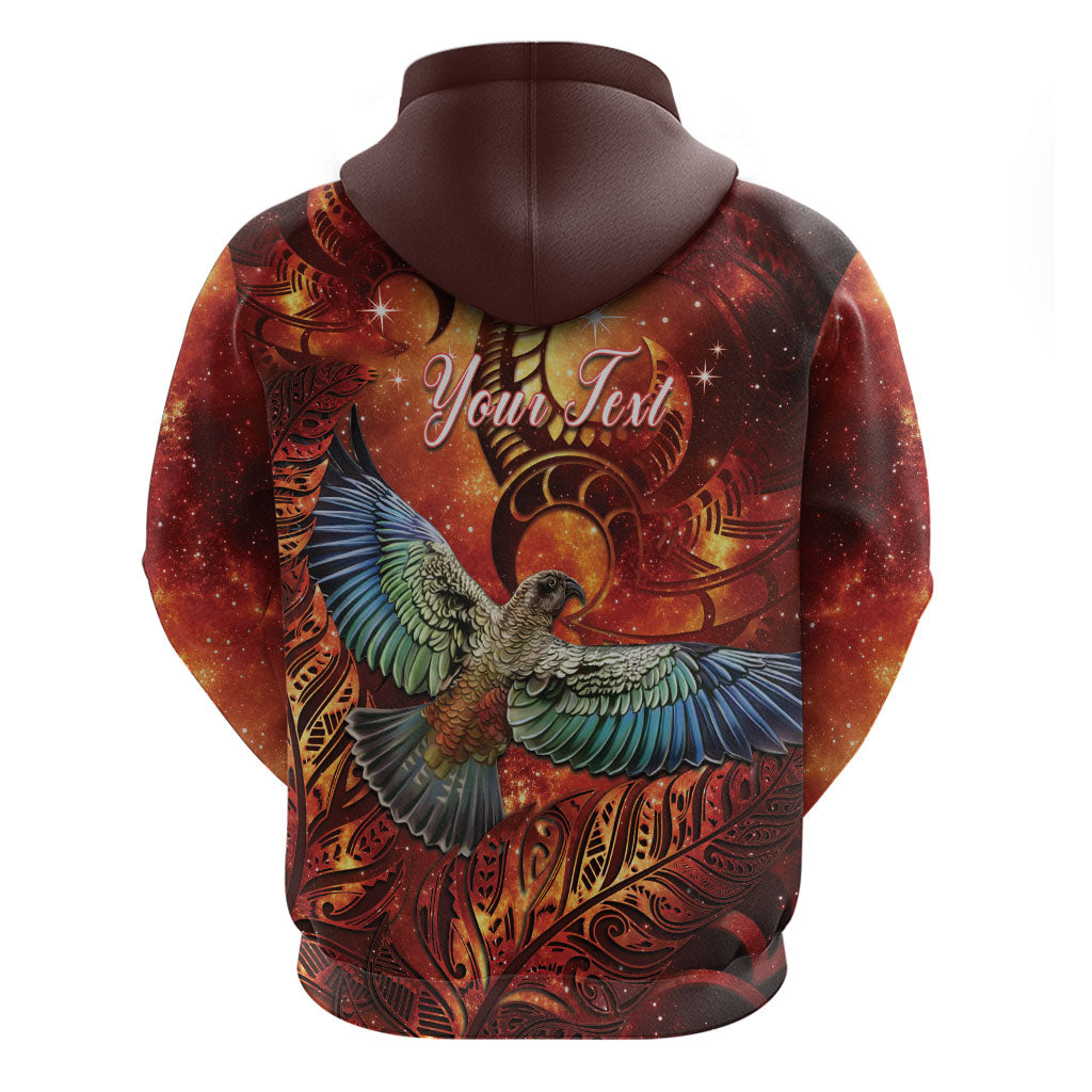 New Zealand Kea Bird Matariki Personalised Zip Hoodie Silver Fern Maori Pattern