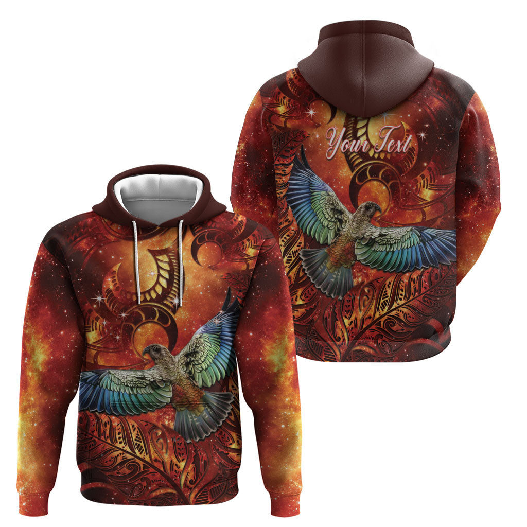 New Zealand Kea Bird Matariki Personalised Zip Hoodie Silver Fern Maori Pattern