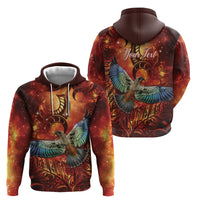 New Zealand Kea Bird Matariki Personalised Zip Hoodie Silver Fern Maori Pattern