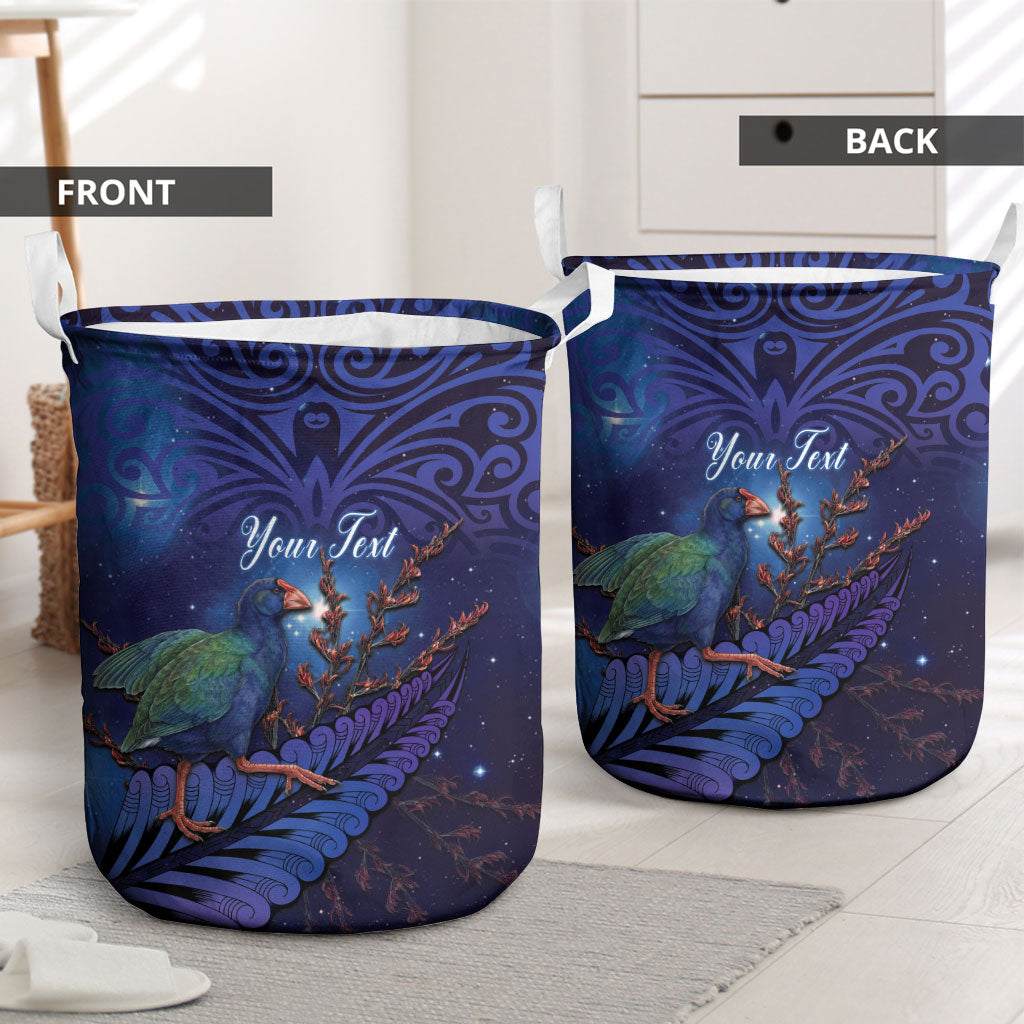 Takahe New Zealand Personalised Laundry Basket Harakeke Silver Fern Maori Pattern LT22 - Polynesian Pride