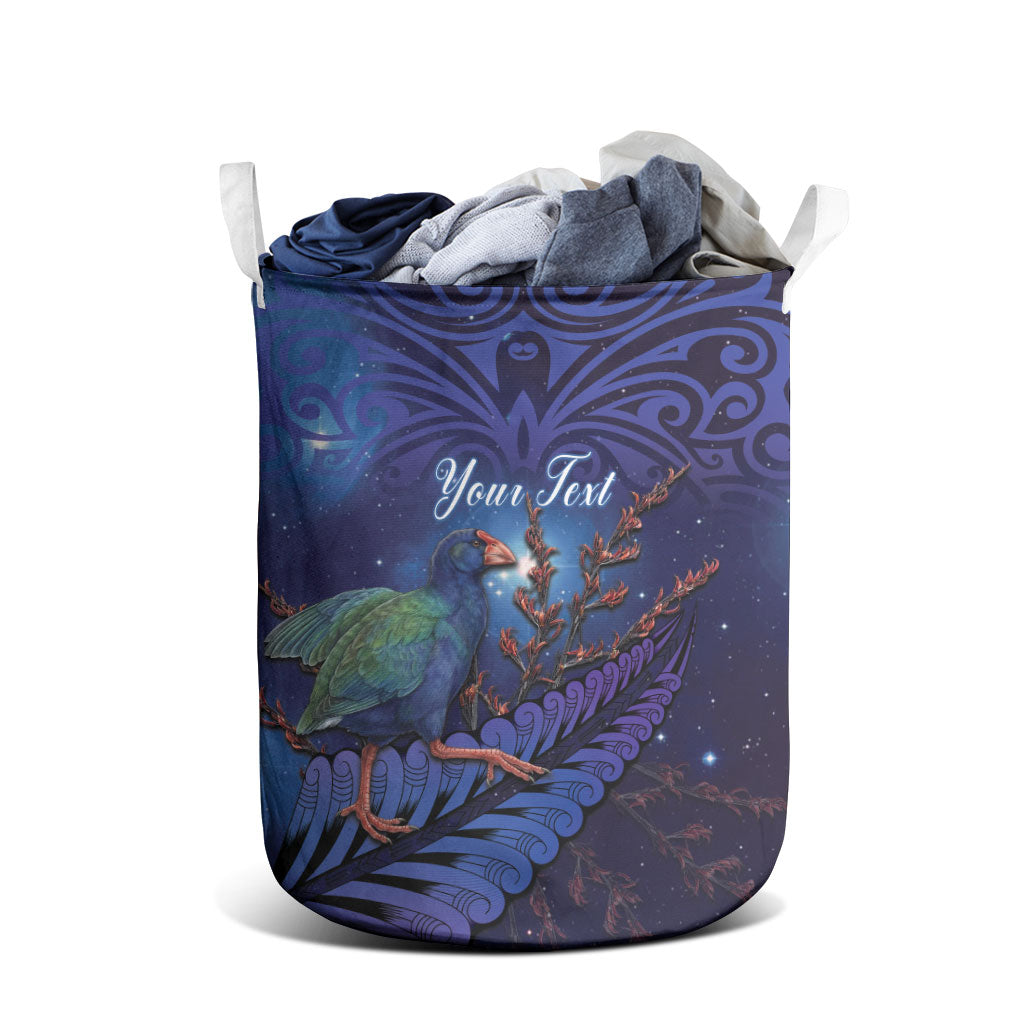 Takahe New Zealand Personalised Laundry Basket Harakeke Silver Fern Maori Pattern LT22 - Polynesian Pride