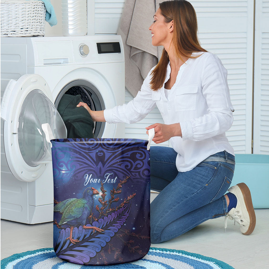 Takahe New Zealand Personalised Laundry Basket Harakeke Silver Fern Maori Pattern LT22 - Polynesian Pride