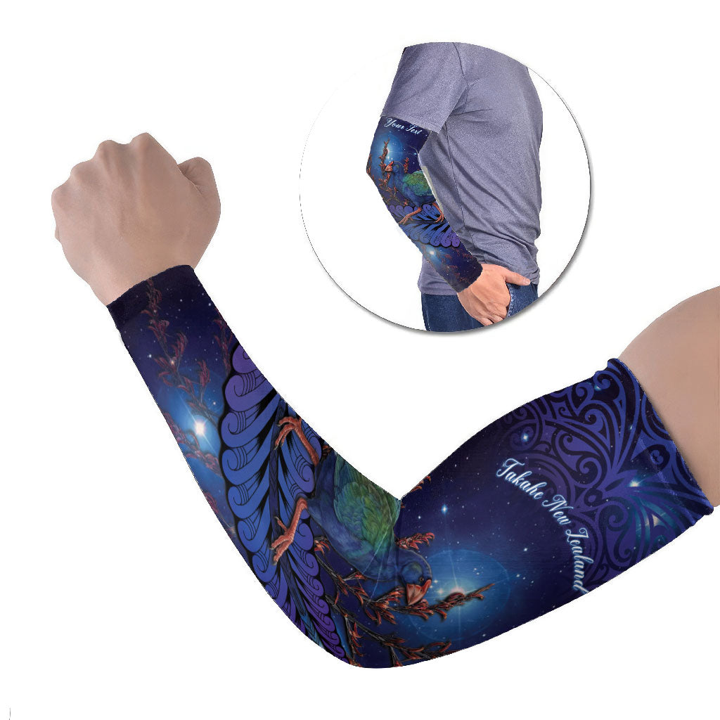 Takahe New Zealand Personalised Arm Sleeves Harakeke Silver Fern Maori Pattern LT22 Set of 2 Blue - Polynesian Pride