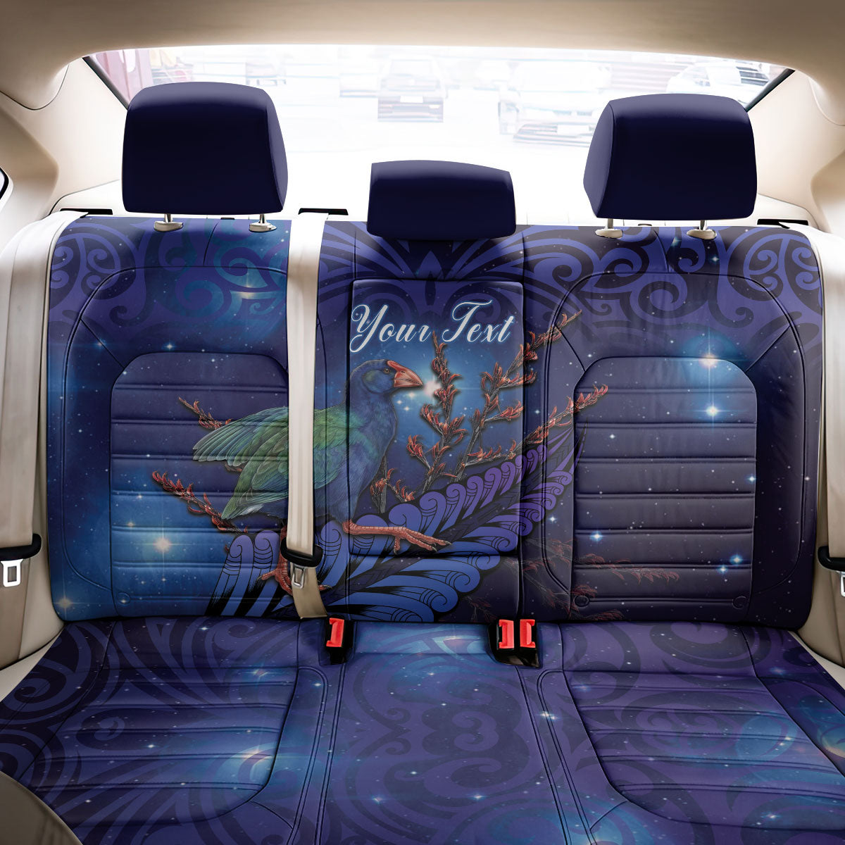 Takahe New Zealand Personalised Back Car Seat Cover Harakeke Silver Fern Maori Pattern LT22 - Polynesian Pride