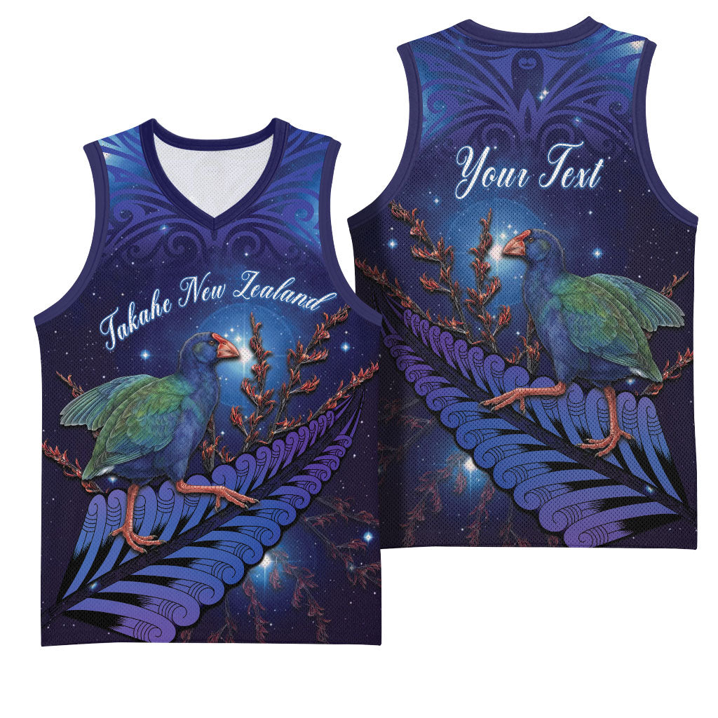 Takahe New Zealand Personalised Basketball Jersey Harakeke Silver Fern Maori Pattern LT22 - Polynesian Pride