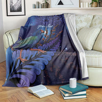 Takahe New Zealand Personalised Blanket Harakeke Silver Fern Maori Pattern LT22 Blue - Polynesian Pride
