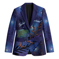 Takahe New Zealand Personalised Blazer Harakeke Silver Fern Maori Pattern LT22 Unisex Blue - Polynesian Pride