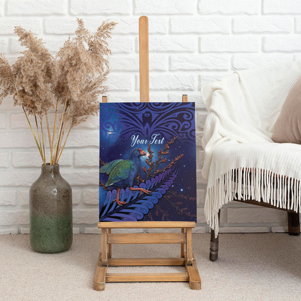 Takahe New Zealand Personalised Canvas Wall Art Harakeke Silver Fern Maori Pattern LT22 - Polynesian Pride