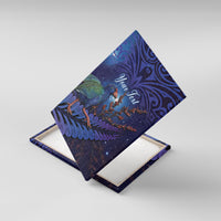 Takahe New Zealand Personalised Canvas Wall Art Harakeke Silver Fern Maori Pattern LT22 With Frame Blue - Polynesian Pride