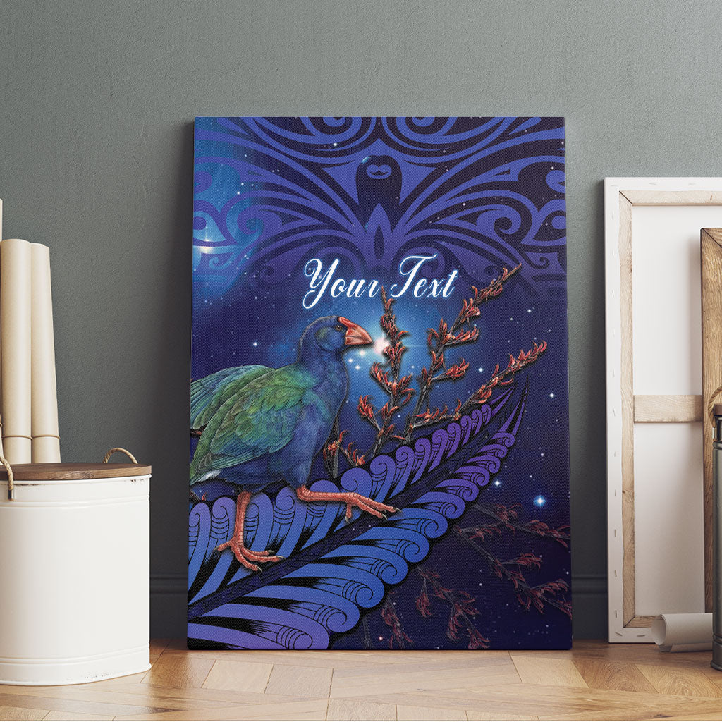 Takahe New Zealand Personalised Canvas Wall Art Harakeke Silver Fern Maori Pattern LT22 - Polynesian Pride