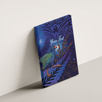 Takahe New Zealand Personalised Canvas Wall Art Harakeke Silver Fern Maori Pattern LT22 - Polynesian Pride