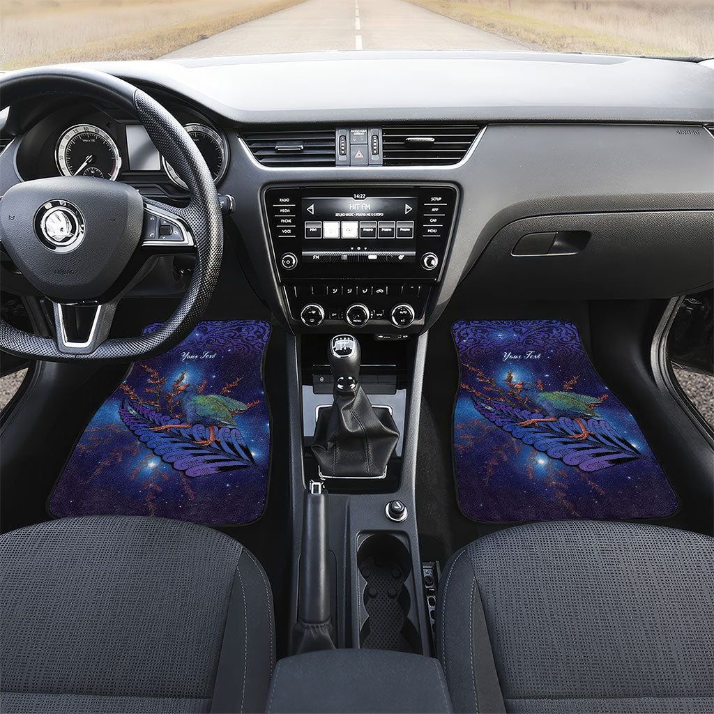 Takahe New Zealand Personalised Car Mats Harakeke Silver Fern Maori Pattern LT22 Set 2pcs - Front Blue - Polynesian Pride