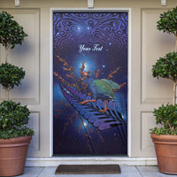 Takahe New Zealand Personalised Door Cover Harakeke Silver Fern Maori Pattern LT22 Blue - Polynesian Pride