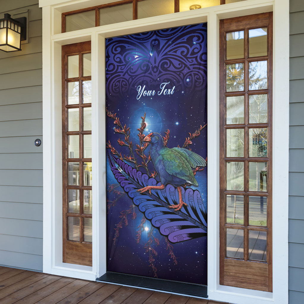 Takahe New Zealand Personalised Door Cover Harakeke Silver Fern Maori Pattern LT22 - Polynesian Pride