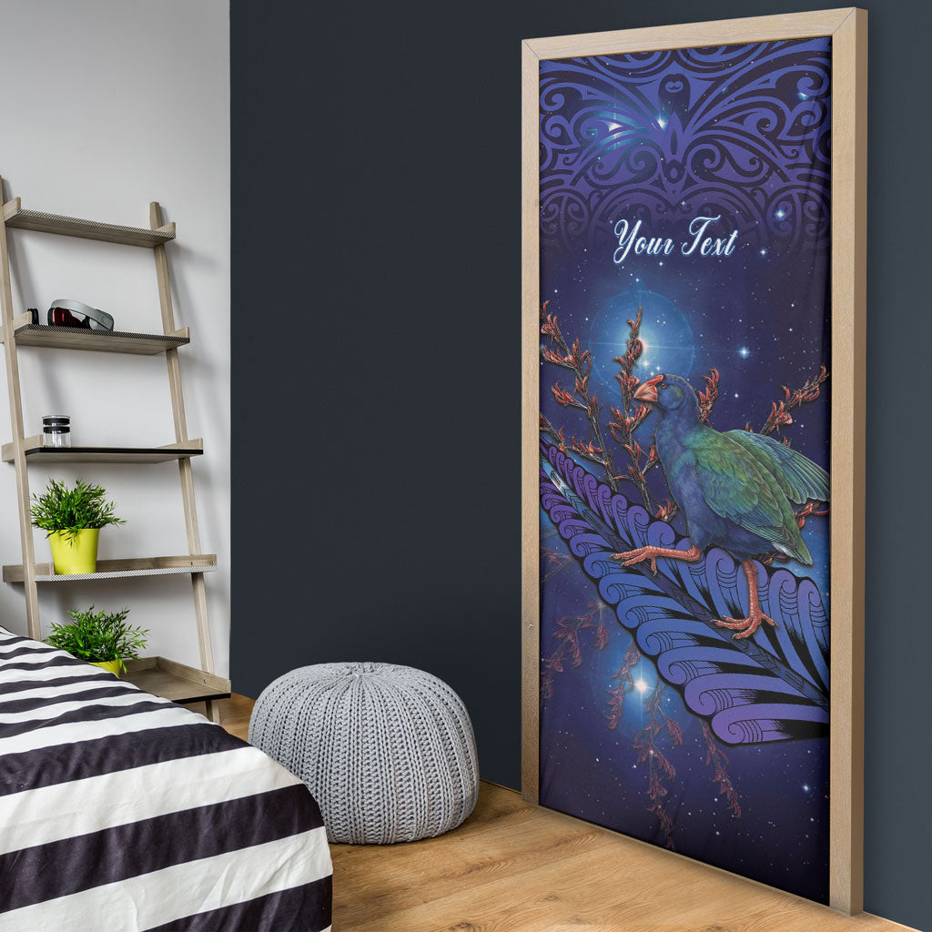 Takahe New Zealand Personalised Door Cover Harakeke Silver Fern Maori Pattern LT22 - Polynesian Pride