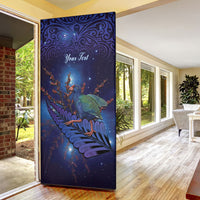 Takahe New Zealand Personalised Door Cover Harakeke Silver Fern Maori Pattern LT22 - Polynesian Pride