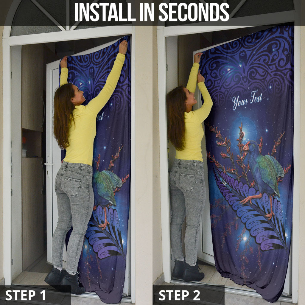 Takahe New Zealand Personalised Door Cover Harakeke Silver Fern Maori Pattern LT22 - Polynesian Pride