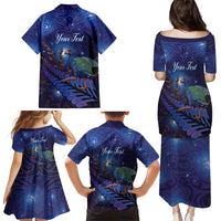 Takahe New Zealand Personalised Family Matching Puletasi and Hawaiian Shirt Harakeke Silver Fern Maori Pattern