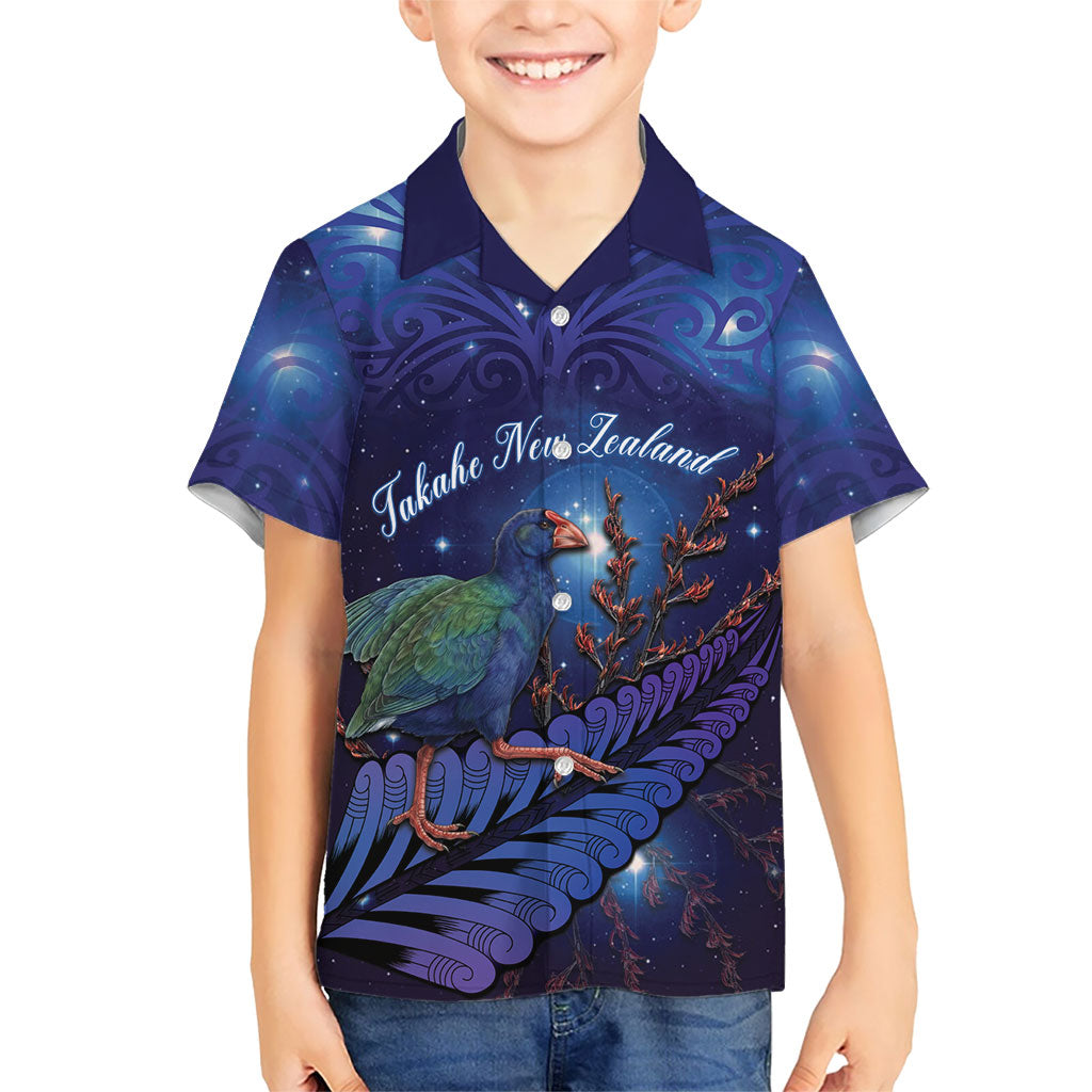 Takahe New Zealand Personalised Family Matching Short Sleeve Bodycon Dress and Hawaiian Shirt Harakeke Silver Fern Maori Pattern