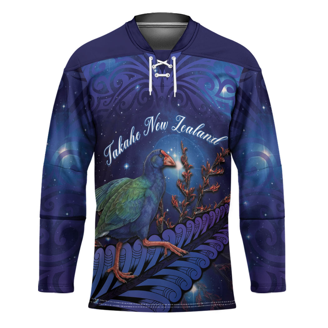 Takahe New Zealand Personalised Hockey Jersey Harakeke Silver Fern Maori Pattern