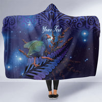 Takahe New Zealand Personalised Hooded Blanket Harakeke Silver Fern Maori Pattern LT22 One Size Blue - Polynesian Pride