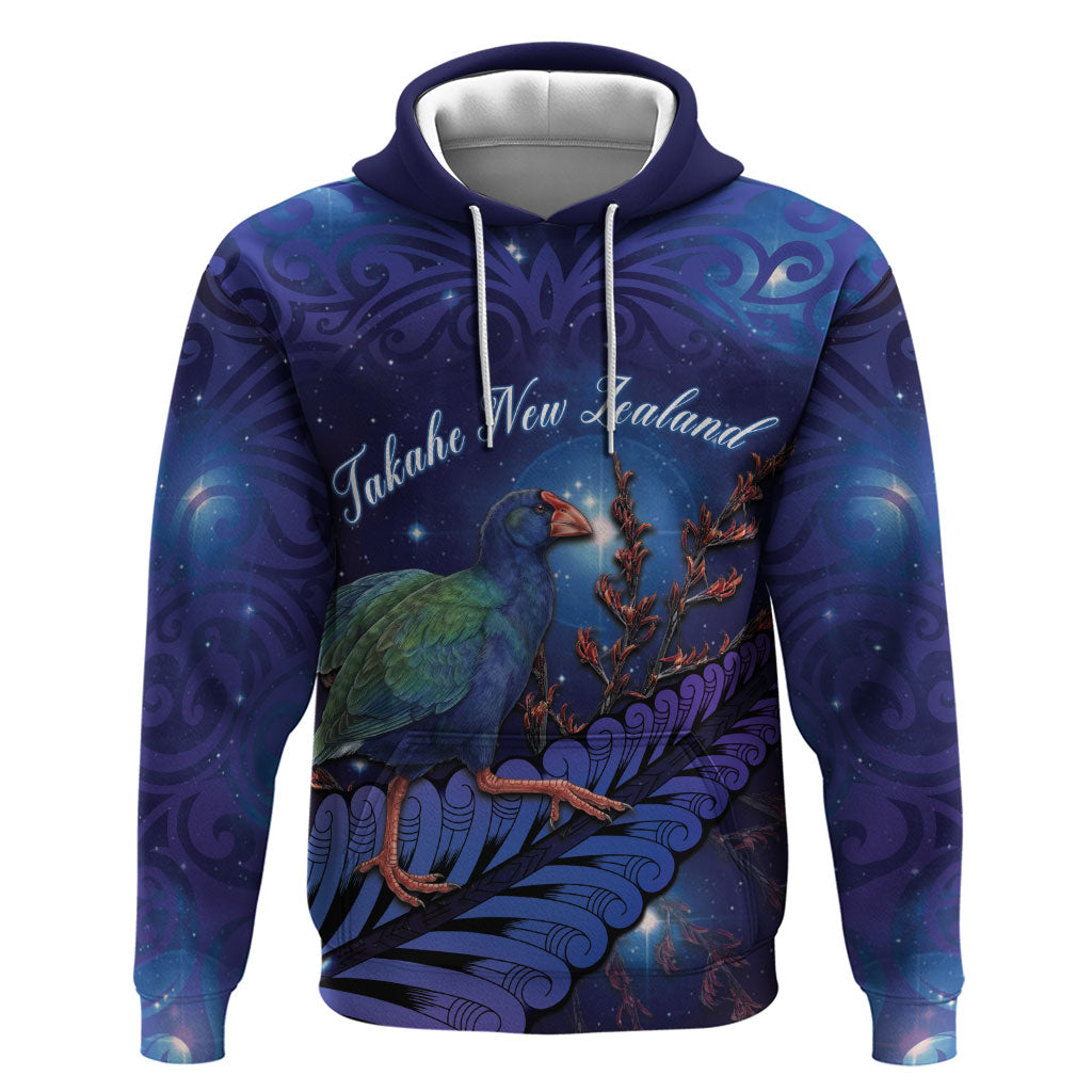 Takahe New Zealand Personalised Hoodie Harakeke Silver Fern Maori Pattern LT22 Pullover Hoodie Blue - Polynesian Pride