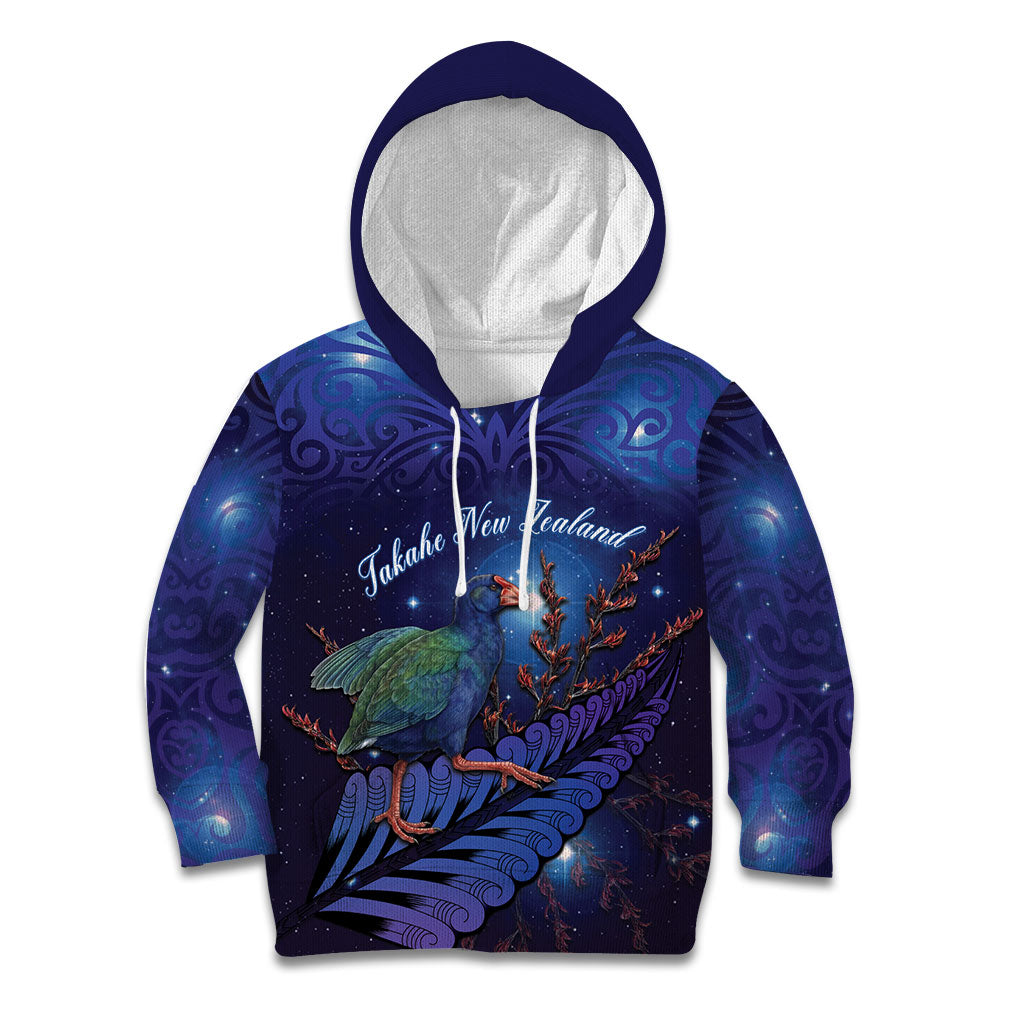 Takahe New Zealand Personalised Kid Hoodie Harakeke Silver Fern Maori Pattern LT22 Hoodie Blue - Polynesian Pride