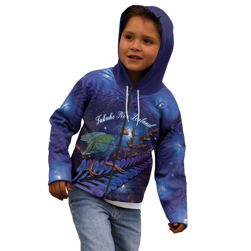 Takahe New Zealand Personalised Kid Hoodie Harakeke Silver Fern Maori Pattern LT22 - Polynesian Pride