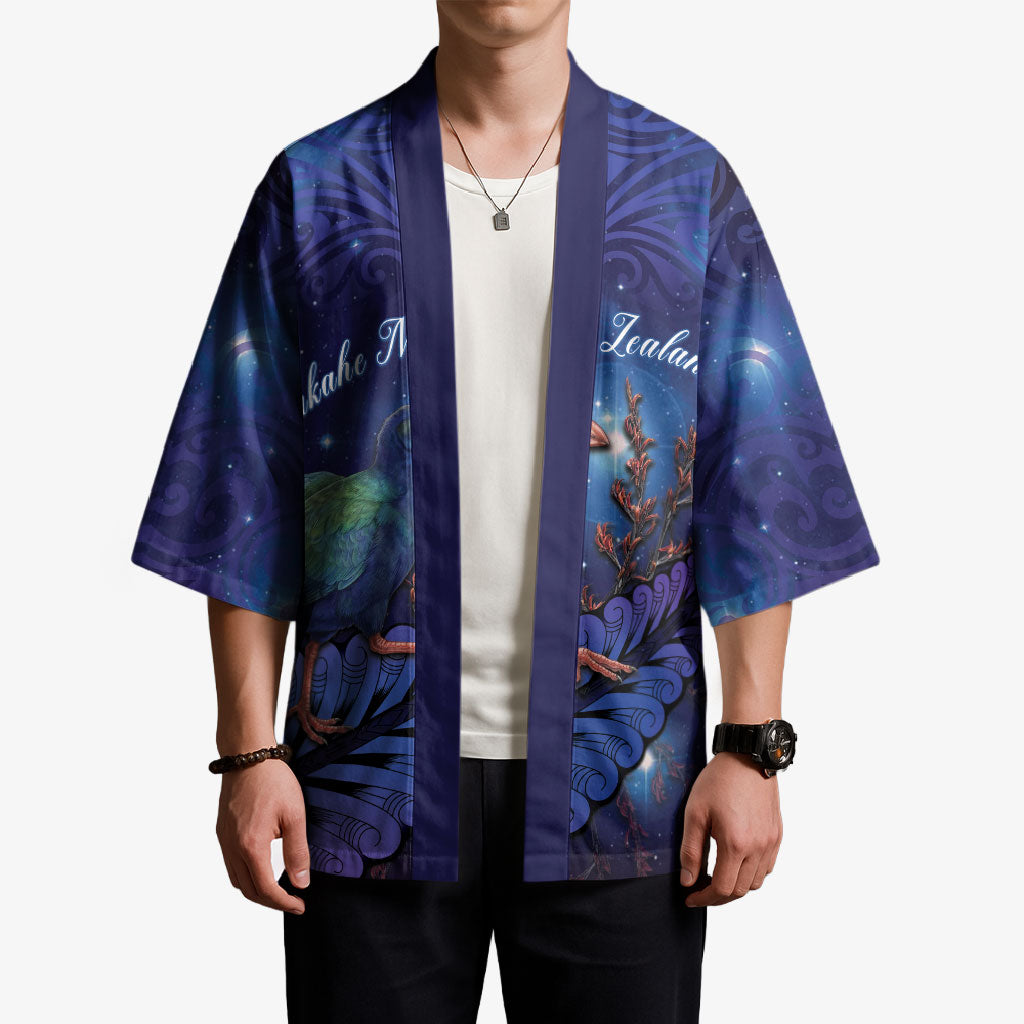 Takahe New Zealand Personalised Kimono Harakeke Silver Fern Maori Pattern LT22 - Polynesian Pride