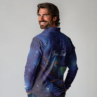 Takahe New Zealand Personalised Long Sleeve Polo Shirt Harakeke Silver Fern Maori Pattern LT22 - Polynesian Pride