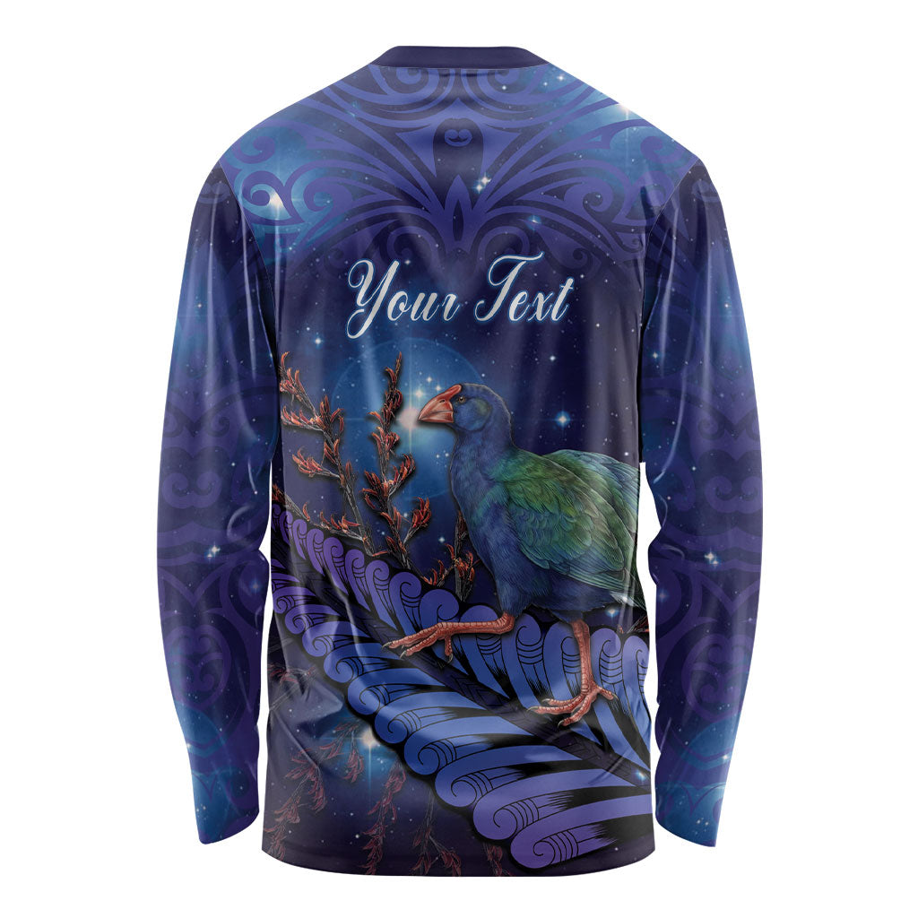 Takahe New Zealand Personalised Long Sleeve Shirt Harakeke Silver Fern Maori Pattern LT22 - Polynesian Pride