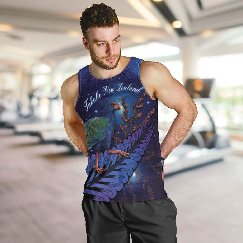 Takahe New Zealand Personalised Men Tank Top Harakeke Silver Fern Maori Pattern
