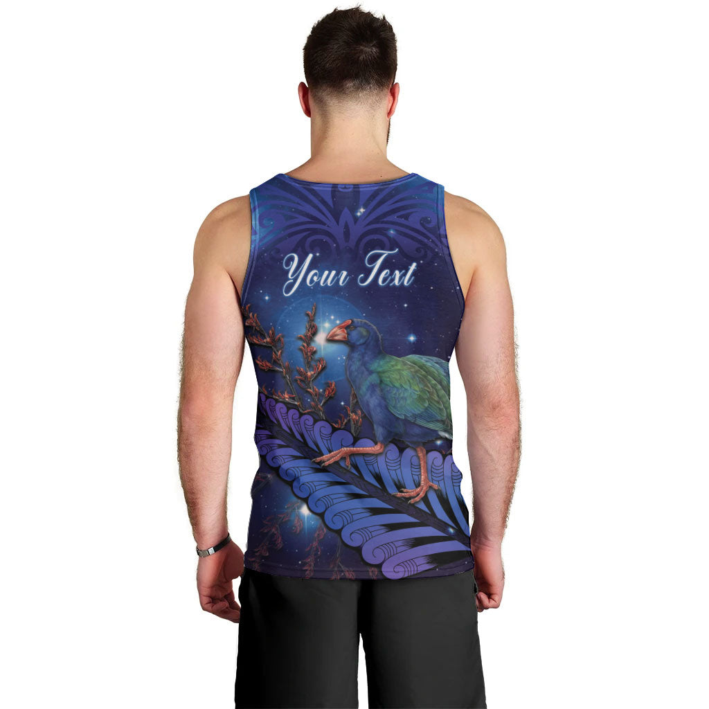 Takahe New Zealand Personalised Men Tank Top Harakeke Silver Fern Maori Pattern LT22 - Polynesian Pride