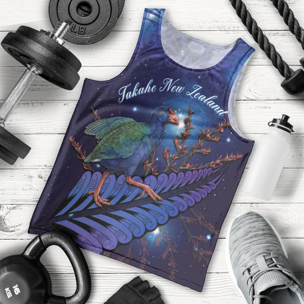 Takahe New Zealand Personalised Men Tank Top Harakeke Silver Fern Maori Pattern LT22 - Polynesian Pride