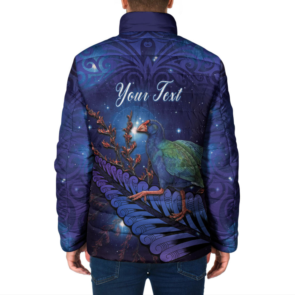 Takahe New Zealand Personalised Padded Jacket Harakeke Silver Fern Maori Pattern LT22 - Polynesian Pride