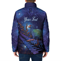 Takahe New Zealand Personalised Padded Jacket Harakeke Silver Fern Maori Pattern LT22 - Polynesian Pride