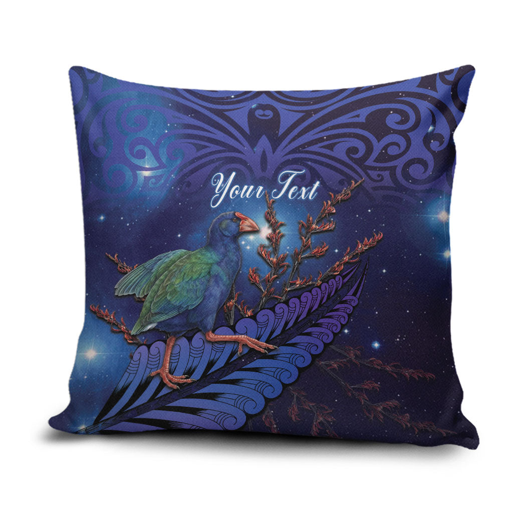 Takahe New Zealand Personalised Pillow Cover Harakeke Silver Fern Maori Pattern LT22 Blue - Polynesian Pride