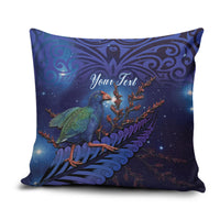 Takahe New Zealand Personalised Pillow Cover Harakeke Silver Fern Maori Pattern LT22 Blue - Polynesian Pride