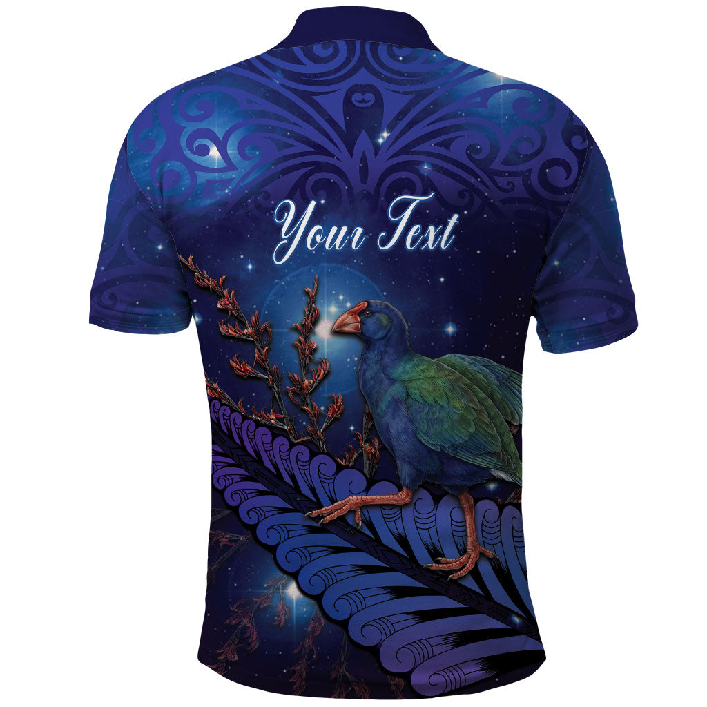 Takahe New Zealand Personalised Polo Shirt Harakeke Silver Fern Maori Pattern LT22 - Polynesian Pride