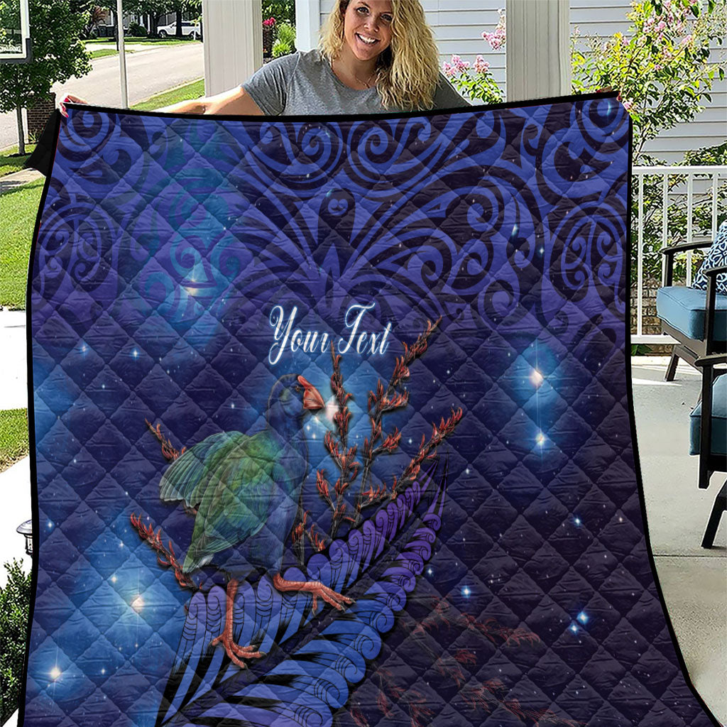 Takahe New Zealand Personalised Quilt Harakeke Silver Fern Maori Pattern LT22 Blue - Polynesian Pride