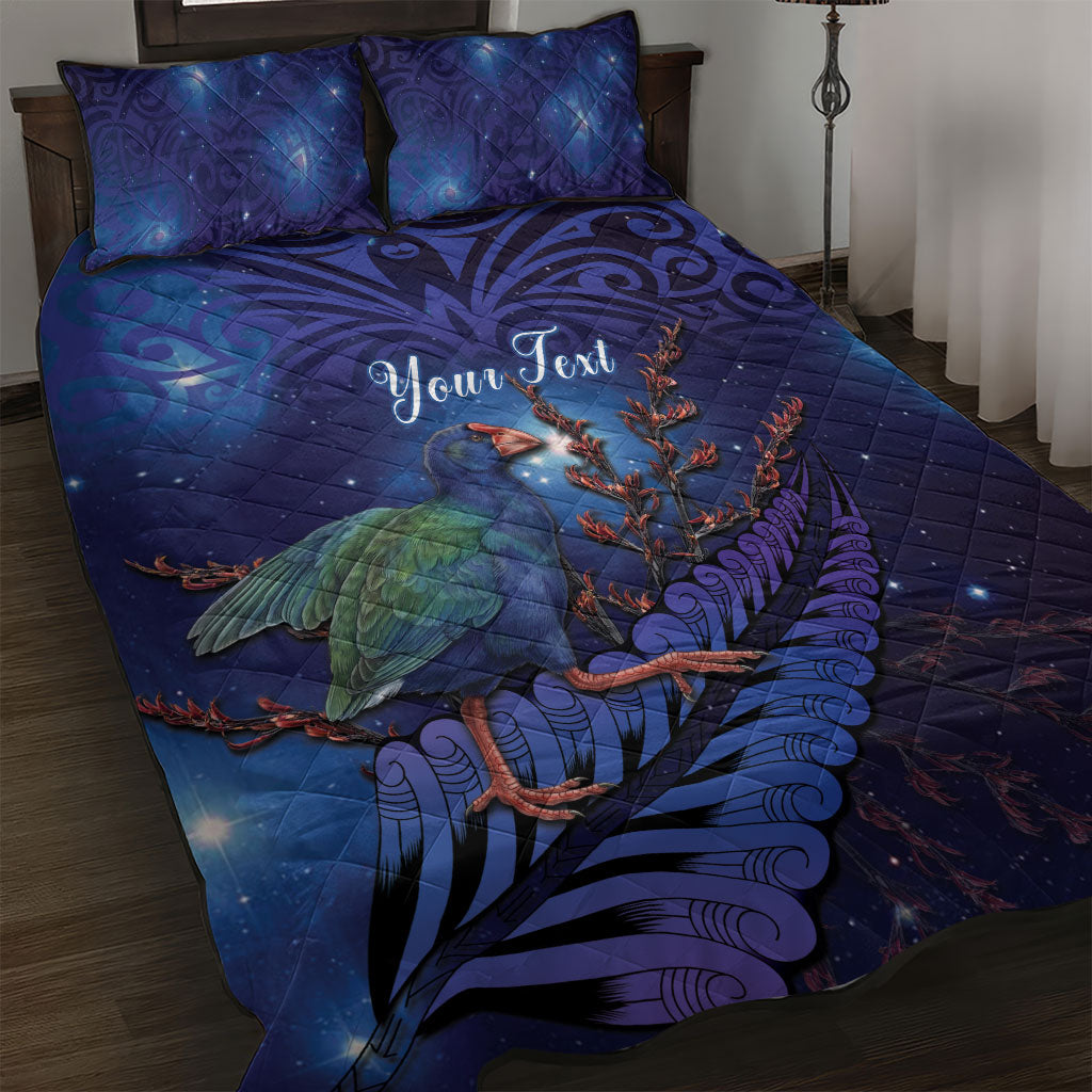 Takahe New Zealand Personalised Quilt Bed Set Harakeke Silver Fern Maori Pattern