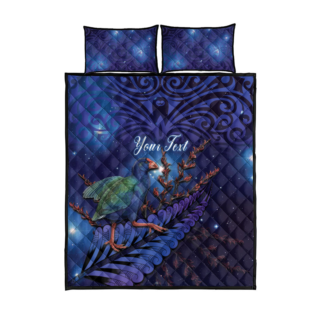 Takahe New Zealand Personalised Quilt Bed Set Harakeke Silver Fern Maori Pattern