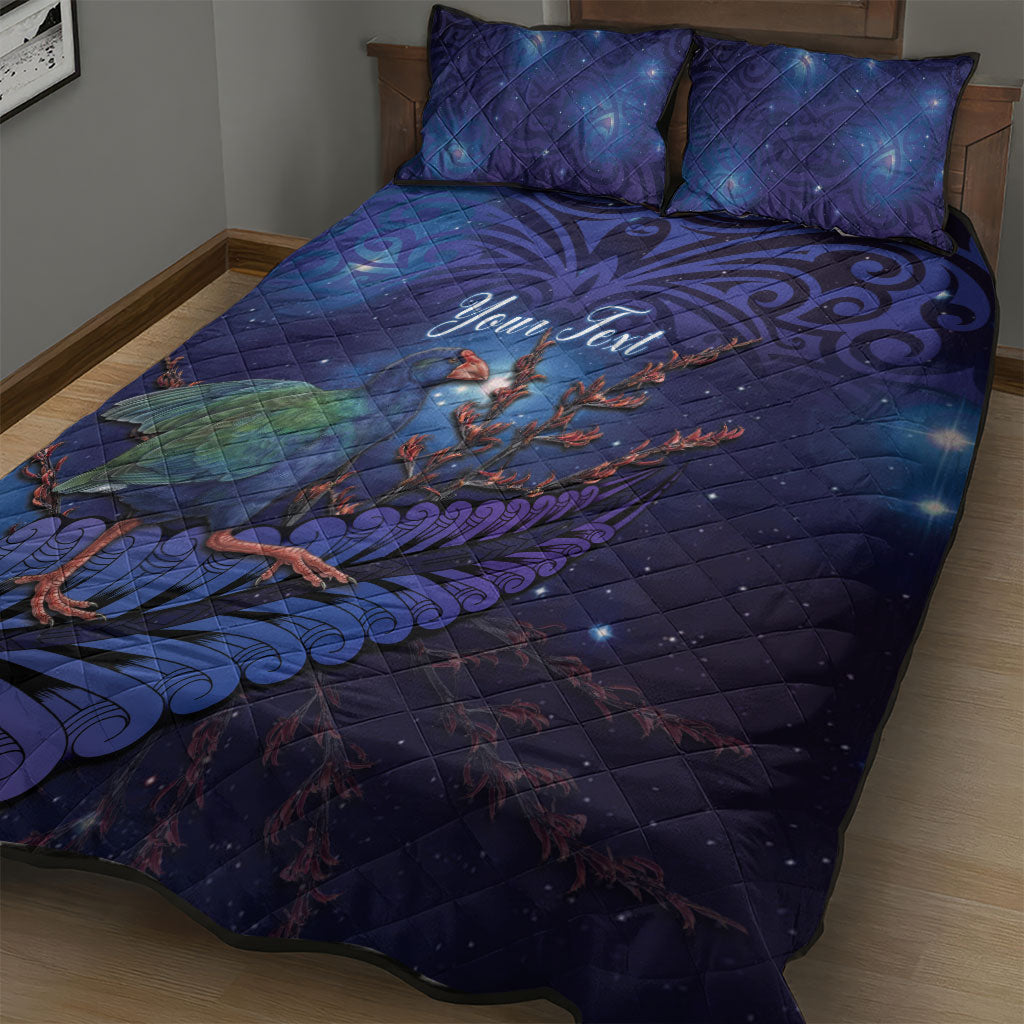 Takahe New Zealand Personalised Quilt Bed Set Harakeke Silver Fern Maori Pattern