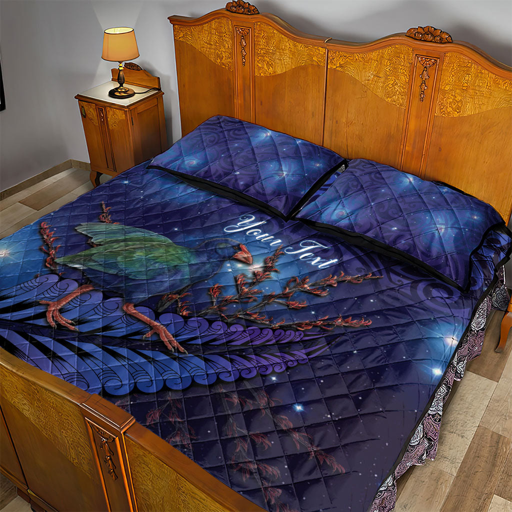 Takahe New Zealand Personalised Quilt Bed Set Harakeke Silver Fern Maori Pattern