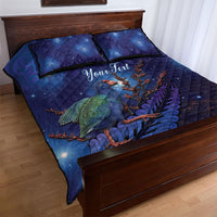 Takahe New Zealand Personalised Quilt Bed Set Harakeke Silver Fern Maori Pattern