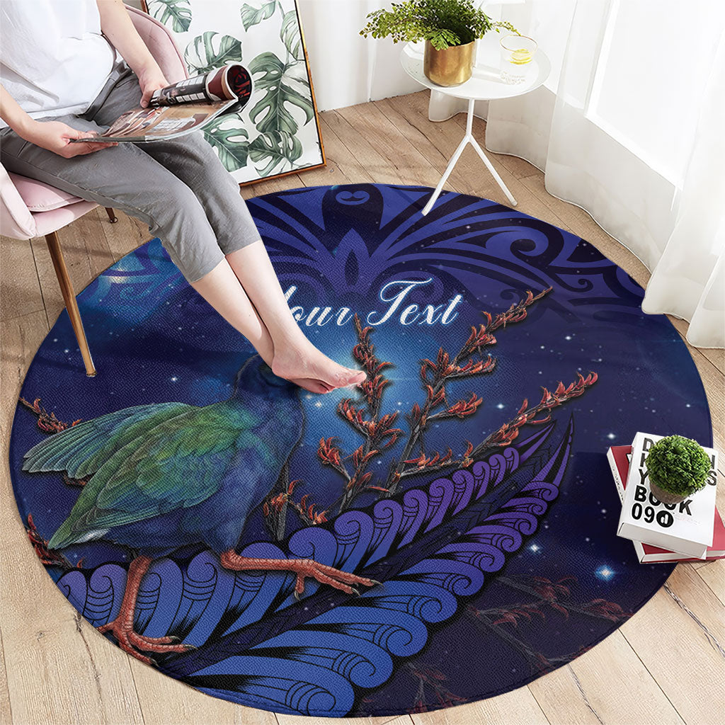Takahe New Zealand Personalised Round Carpet Harakeke Silver Fern Maori Pattern LT22 - Polynesian Pride