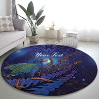 Takahe New Zealand Personalised Round Carpet Harakeke Silver Fern Maori Pattern LT22 - Polynesian Pride